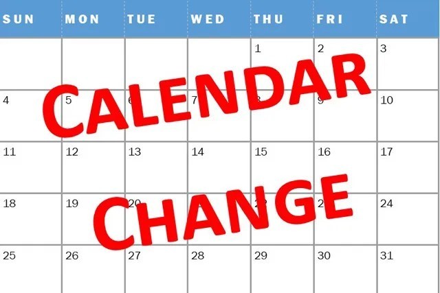 Calendar Change:  No School Days